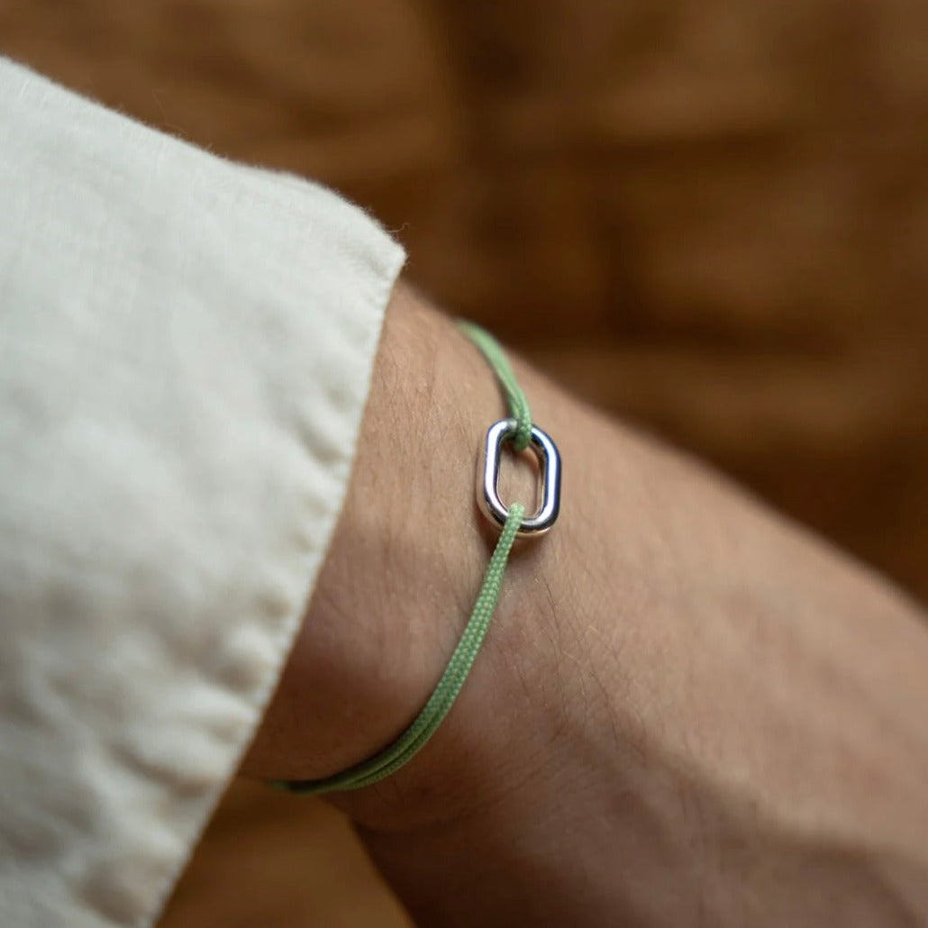 Bracelet Maillon 16mn plaqué argent - lien fin Vert pomme