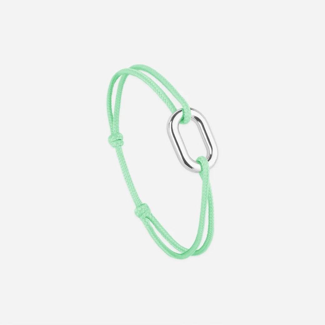 Bracelet Maillon 16mn plaqué argent - lien fin Vert pomme