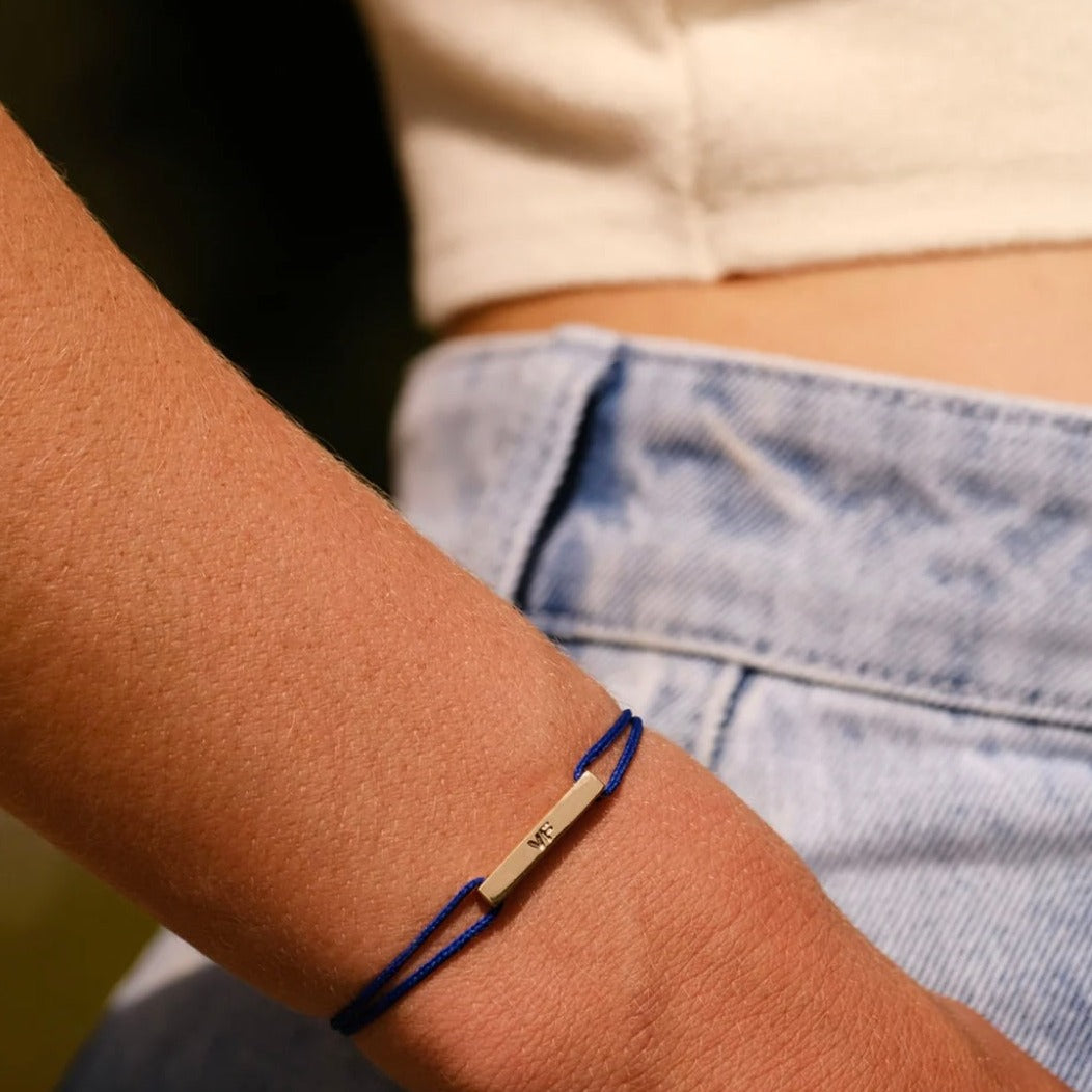 Bracelet barre plaqué or - Lien bleu electric