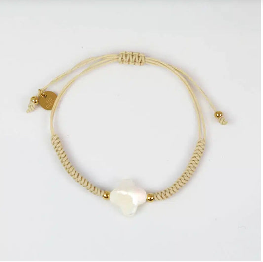 Bracelet trefle nacre lien couleur