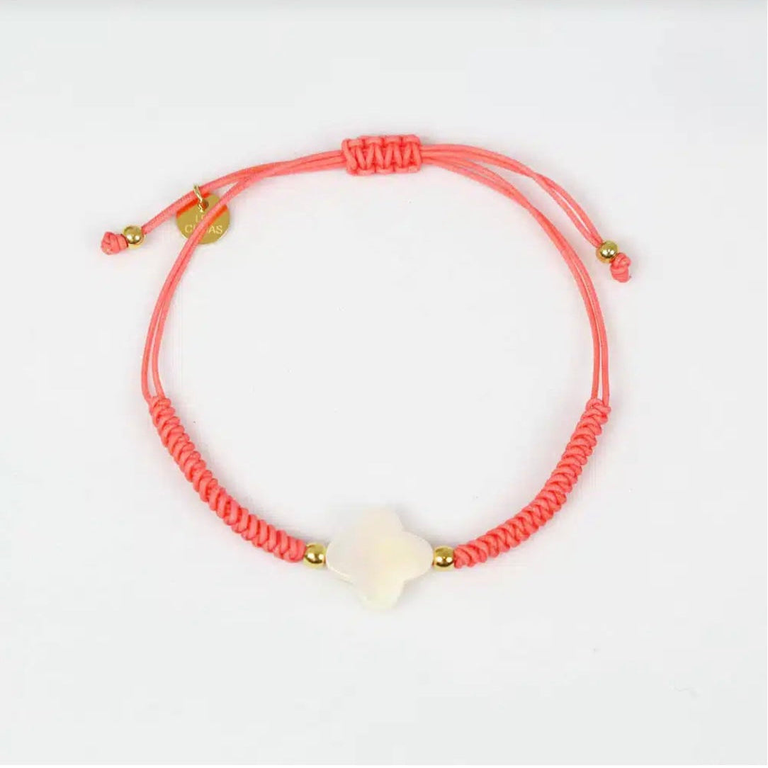 Bracelet trefle nacre lien couleur