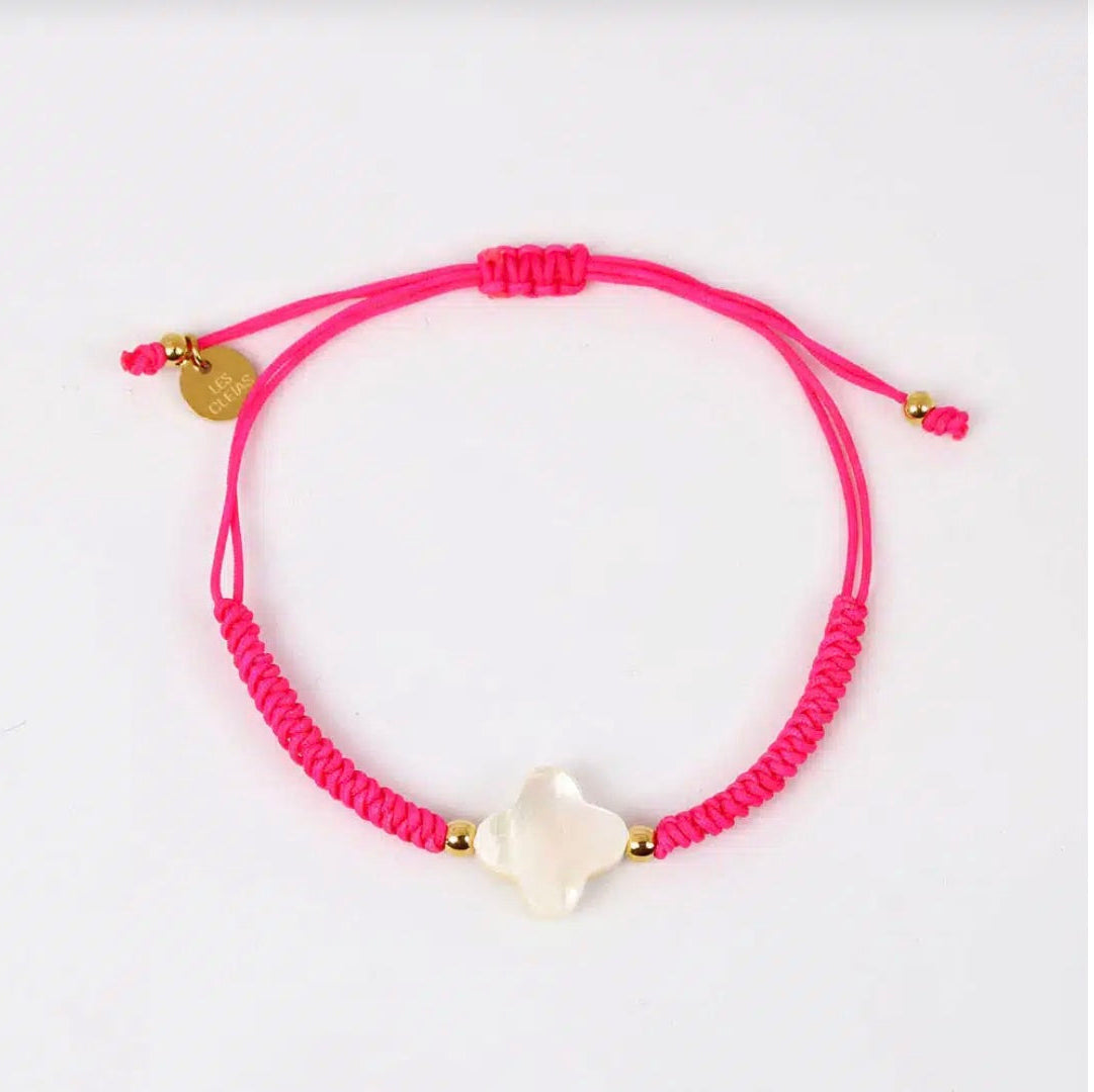Bracelet trefle nacre lien couleur