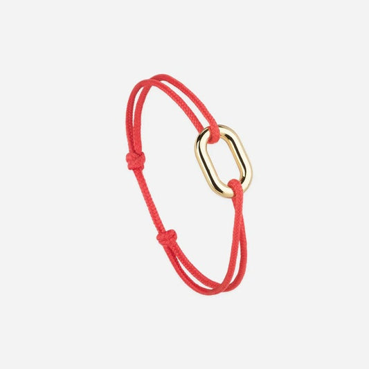 Bracelet Maillon 16mn - lien fin rouge plaqué or