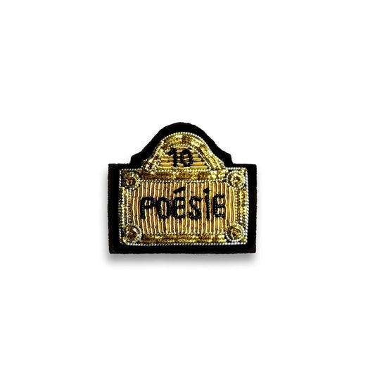 Broche - Plaque poésie dorée