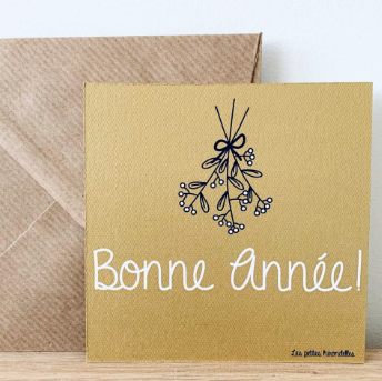 les petites hirondelles carte bonne année dorée