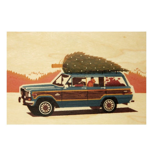 Carte postale Voyage XMas tree on a car