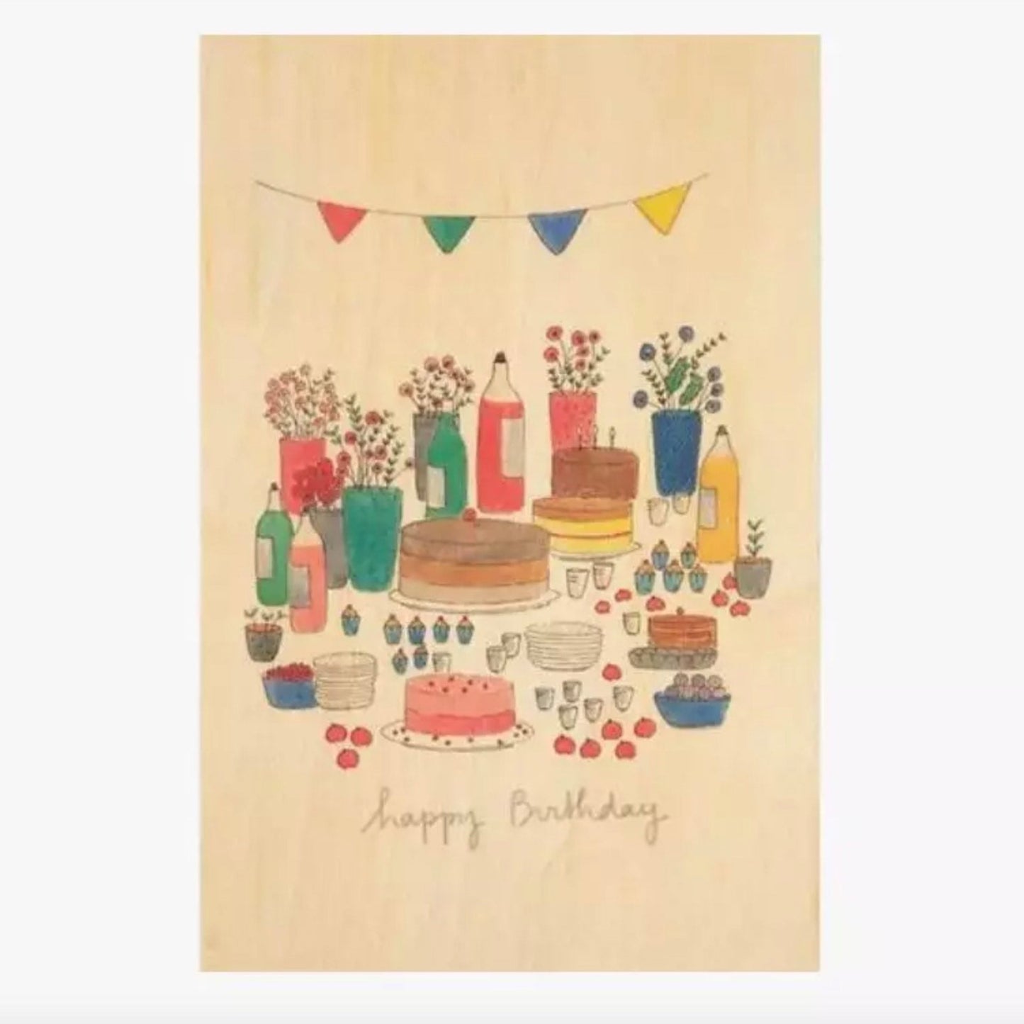 Carte postale Happy birthday fleurs