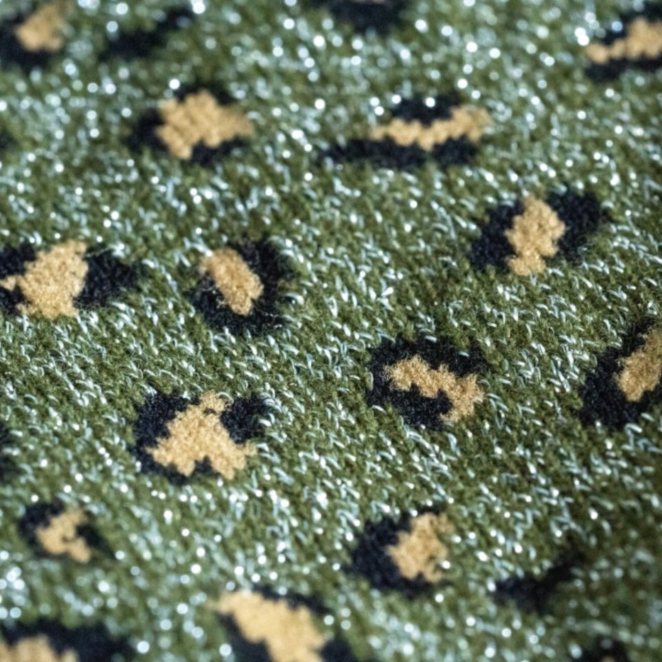 Chaussettes léopard kaki Pailletées