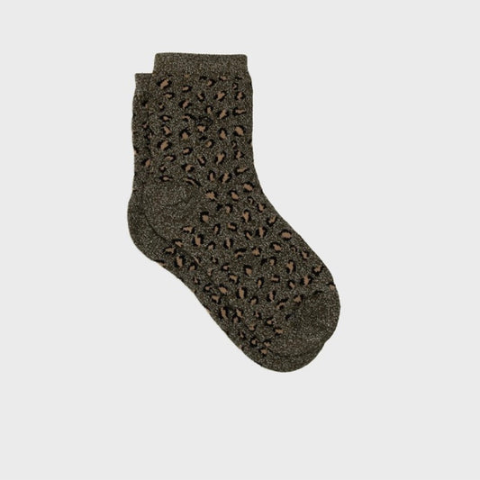 Chaussettes léopard kaki Pailletées