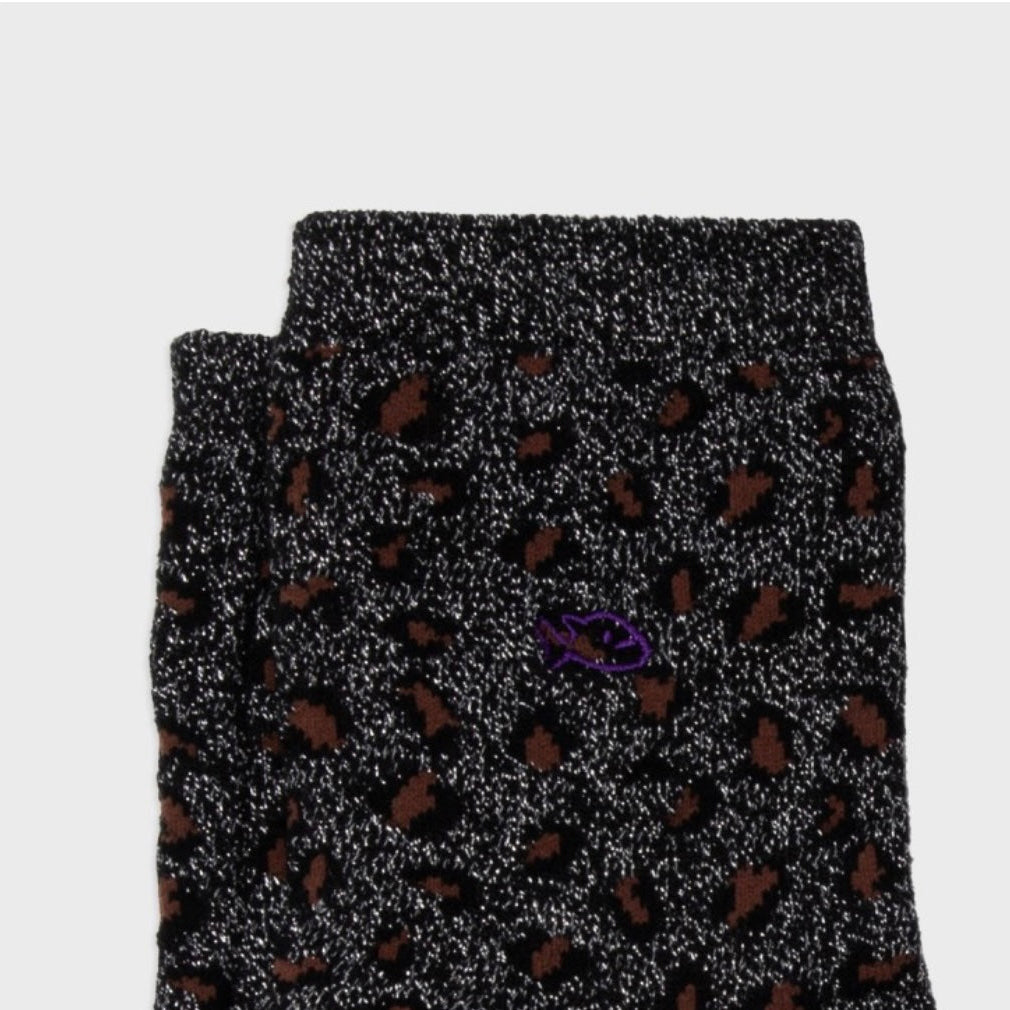 Chaussettes léopard noir Pailletées