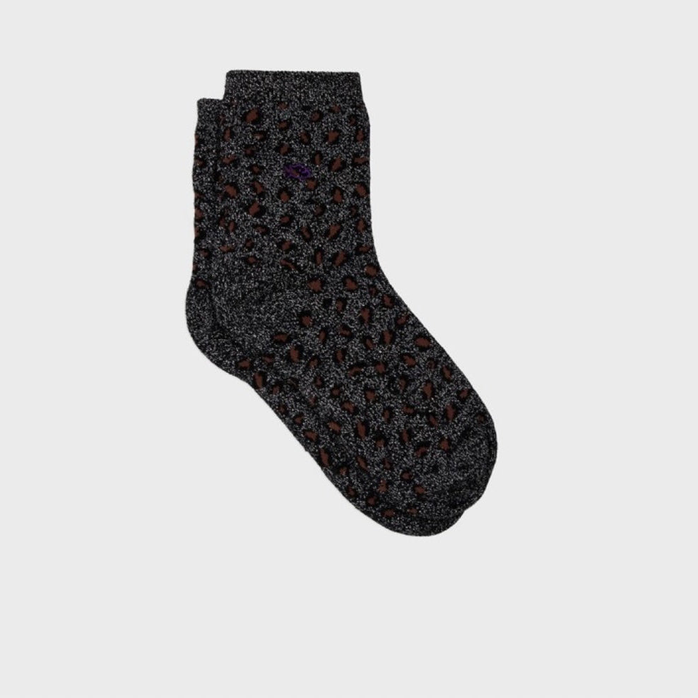Chaussettes léopard noir Pailletées