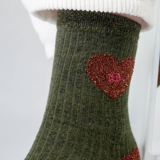 billybelt chaussette kaki coeur bordeaux