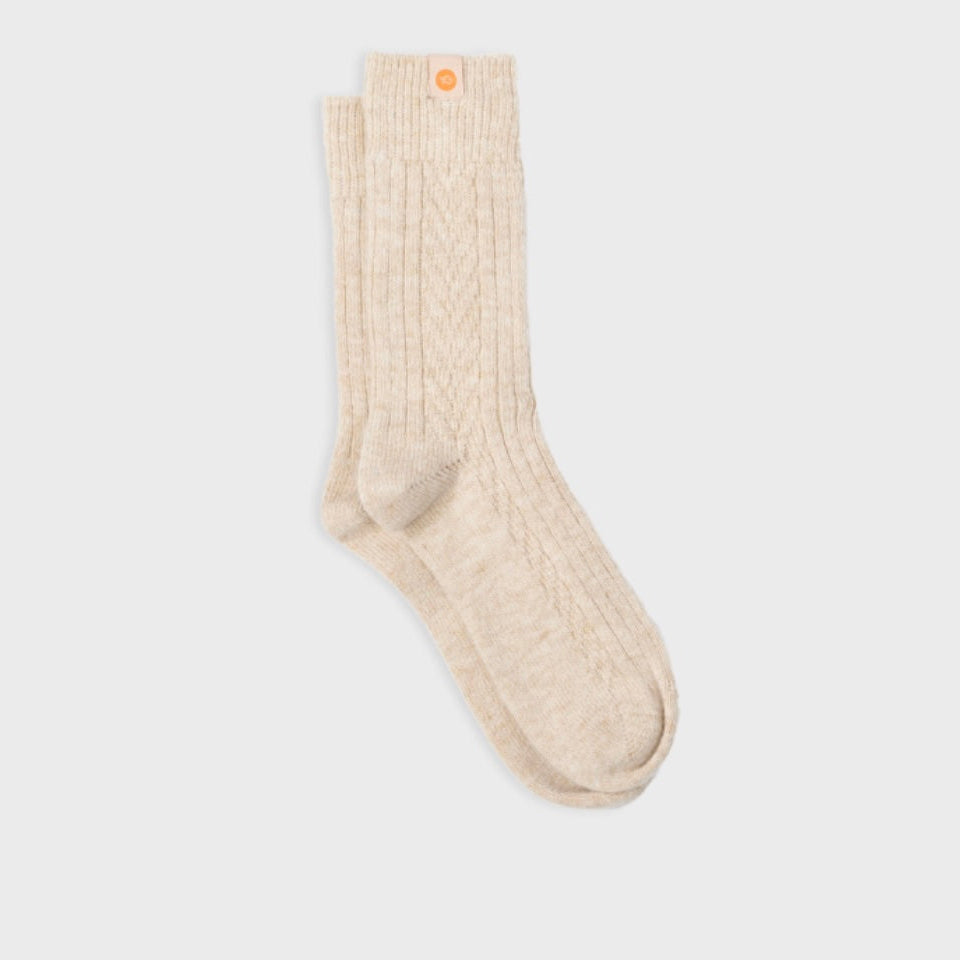 Chaussettes chaude laine beige