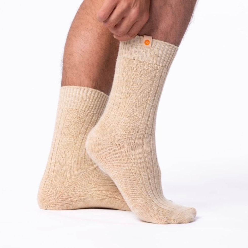 Chaussettes chaude laine beige