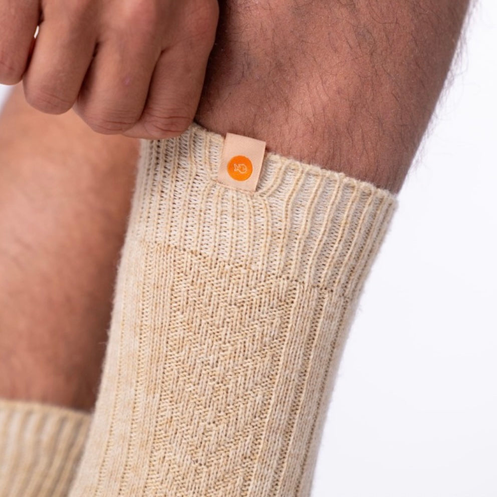 Chaussettes chaude laine beige