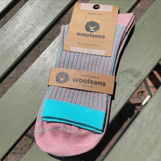 Chaussettes Mykonos turquoise rose