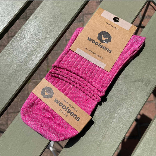 Chaussettes paillettes rose