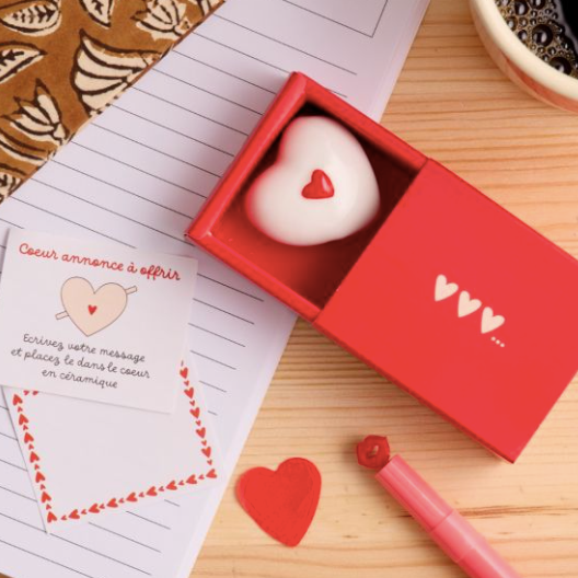 coeur porcelaine annonce petit mot
