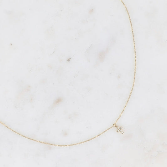 Collier mini croix pierre