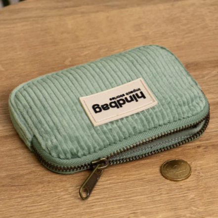 porte monnaie velours vert d'eau hindbag lili