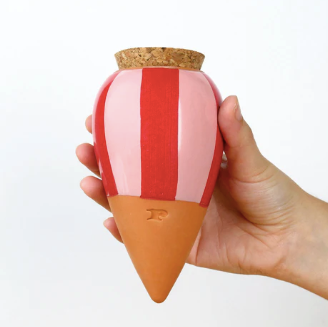 pepin olla plante rose et rouge rayée