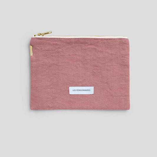 Petite pochette en toile de coton bio - bois de rose