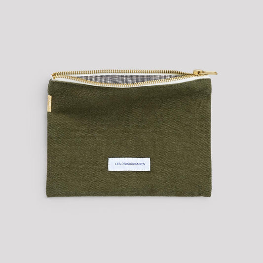 Petite pochette en toile de coton bio - vert câpre