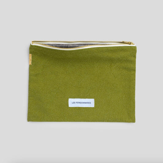 Petite pochette en toile de coton bio - Vert mousse
