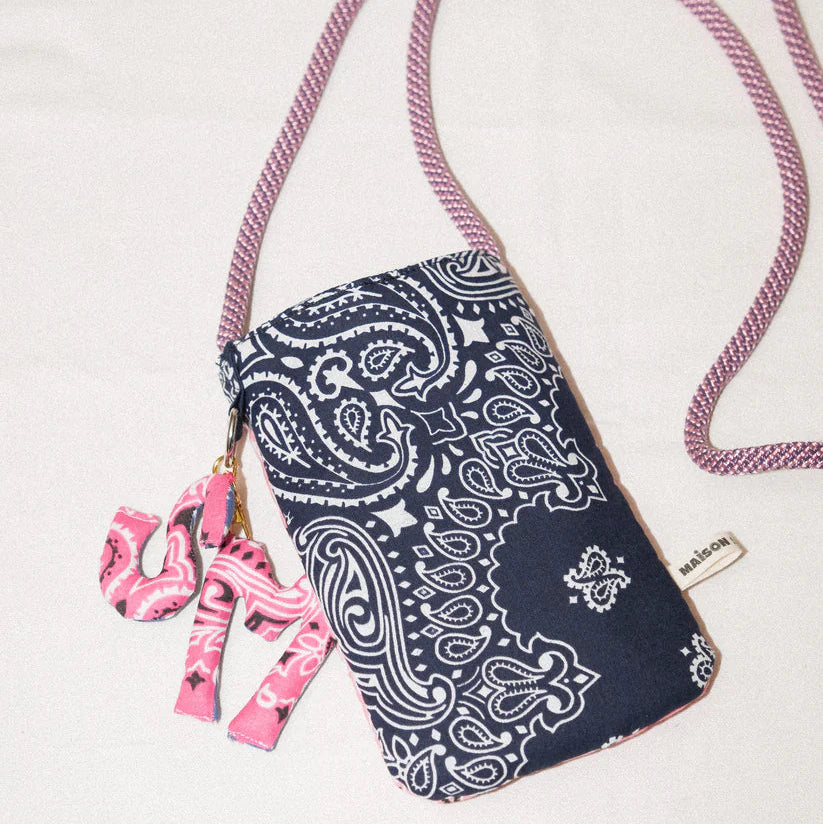 maison saussure pochette téléphone coton bandana