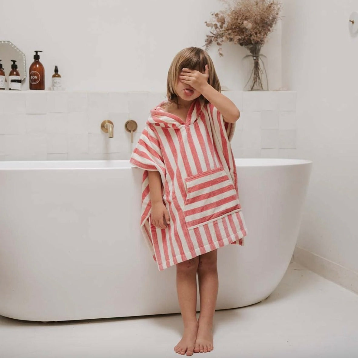 Poncho de bain Rayures 4/6 ans