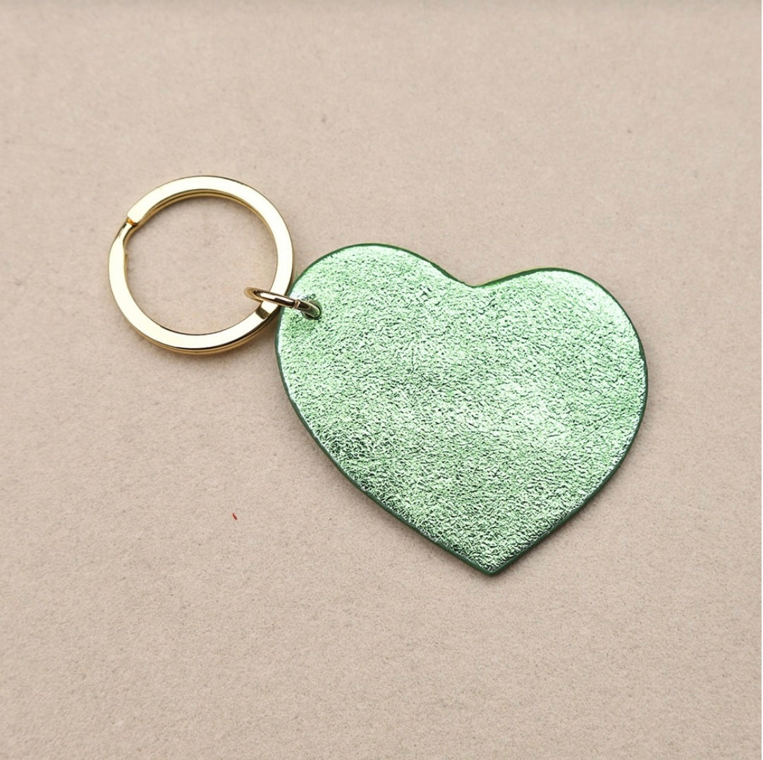 Porte clé cuir coeur