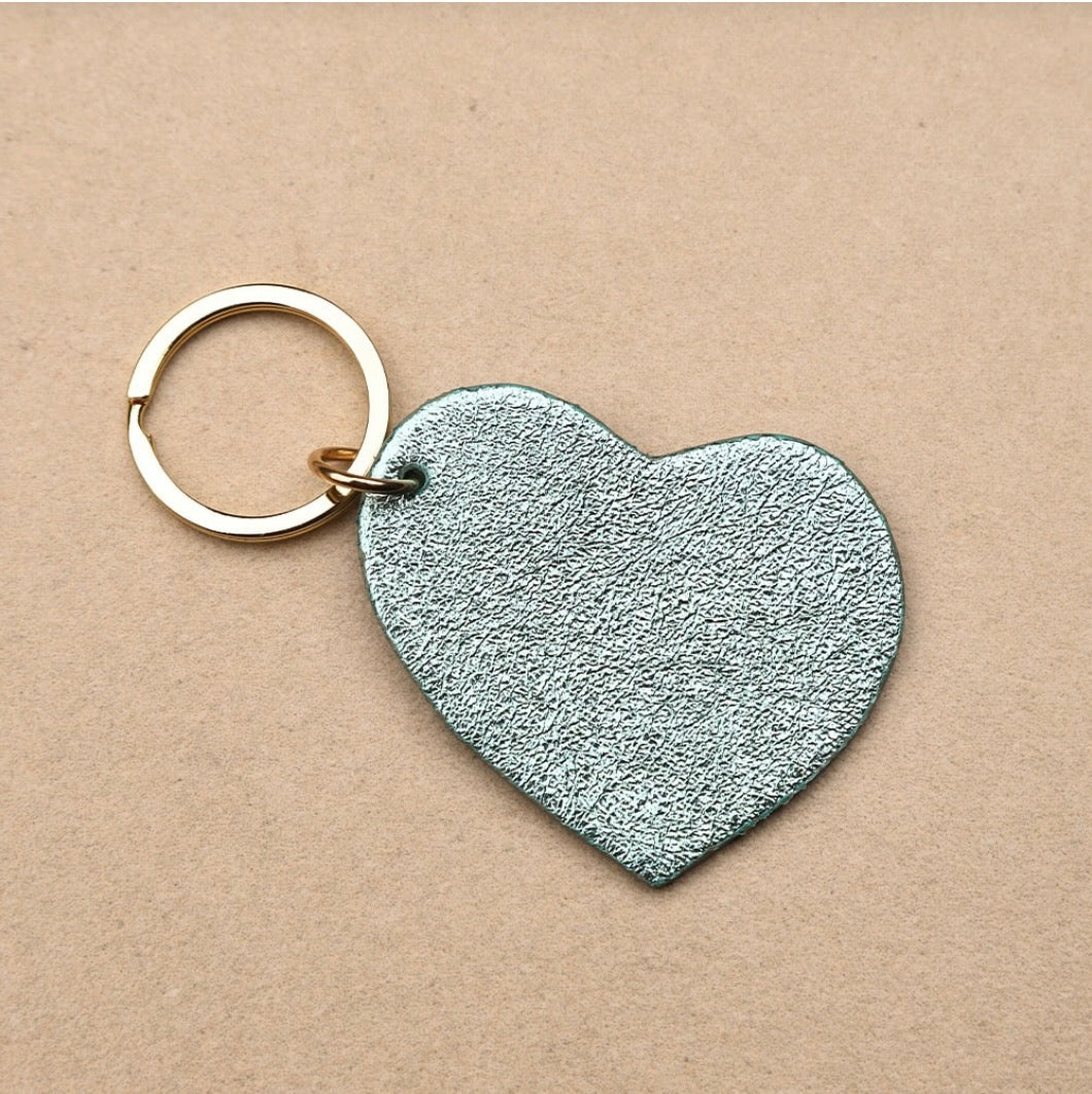 Porte clé cuir coeur