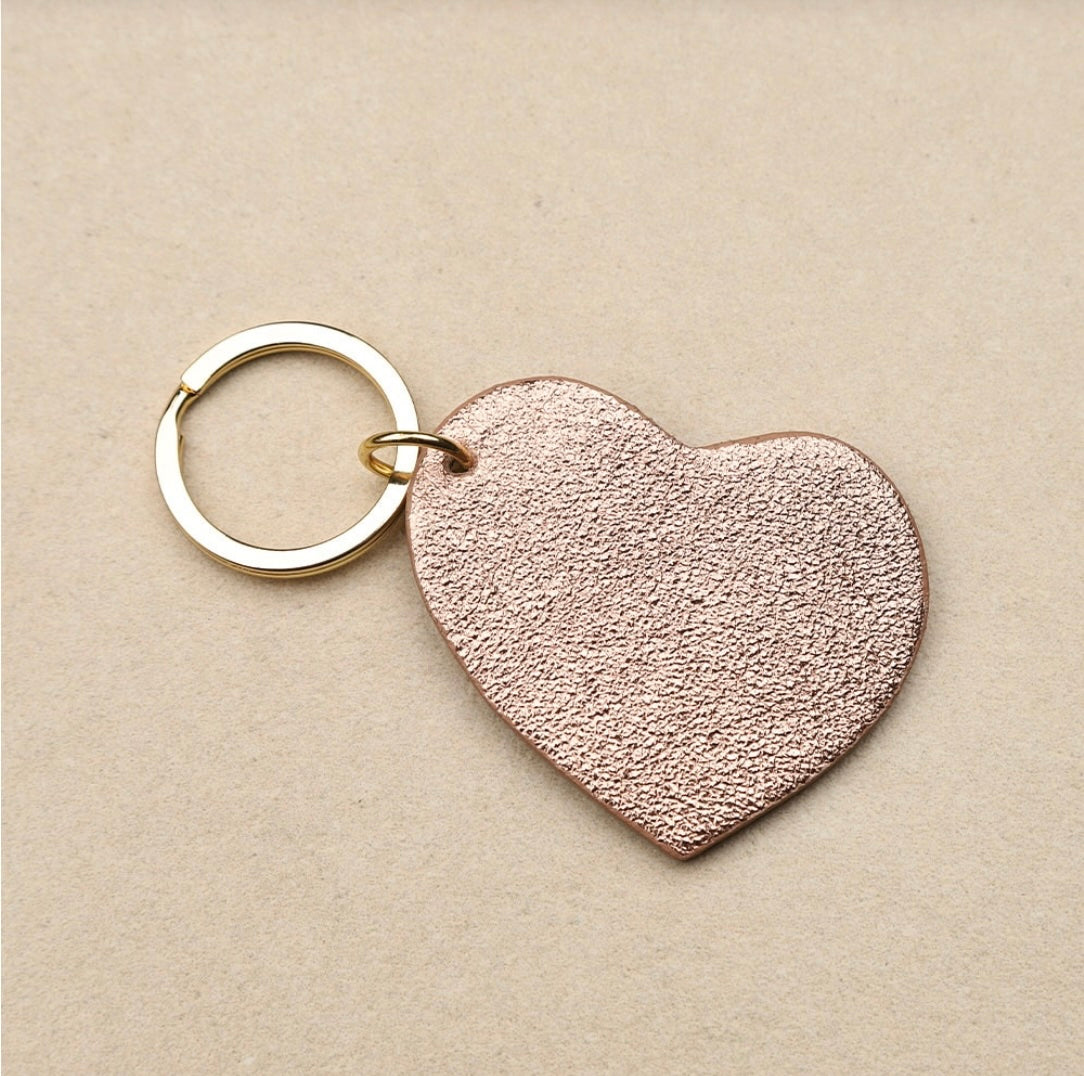 Porte clé cuir coeur