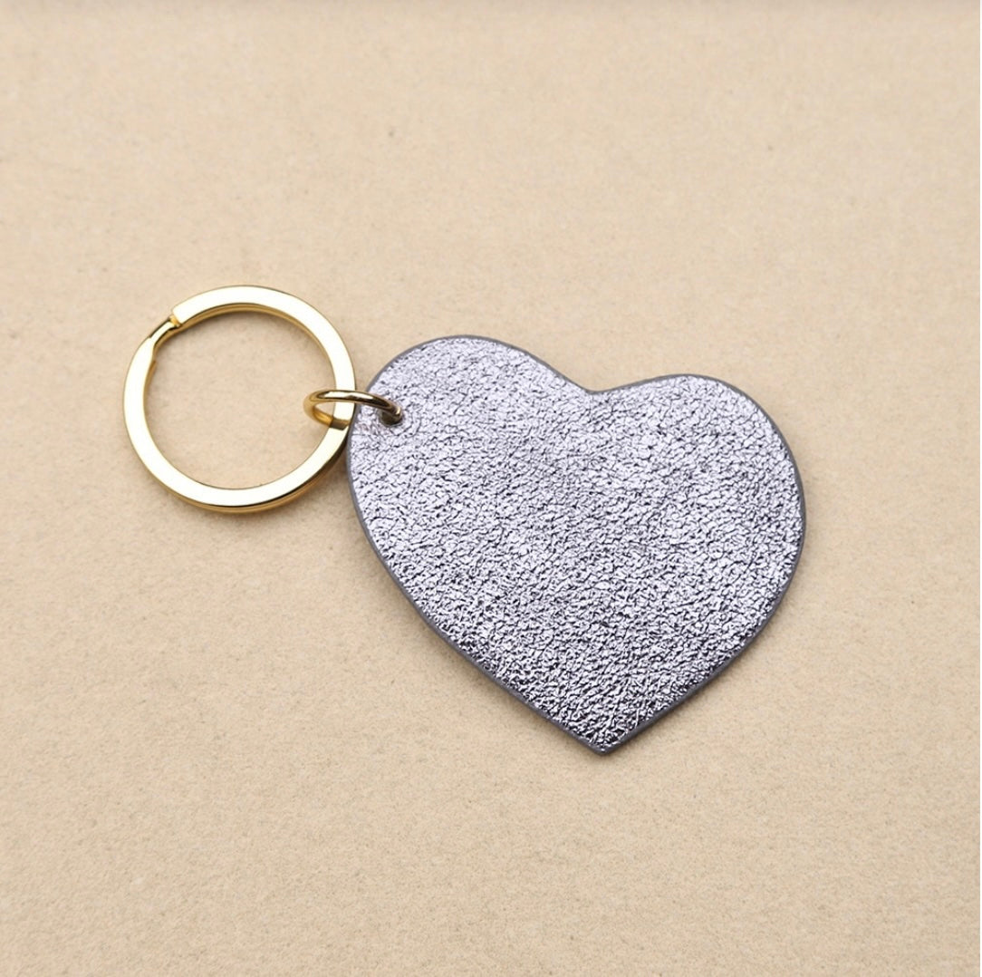 Porte clé cuir coeur