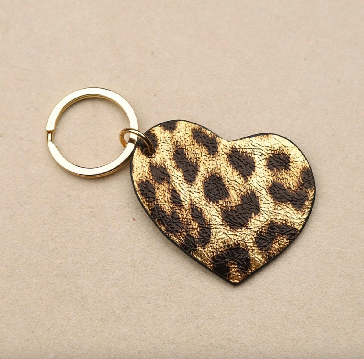 Porte clé cuir coeur