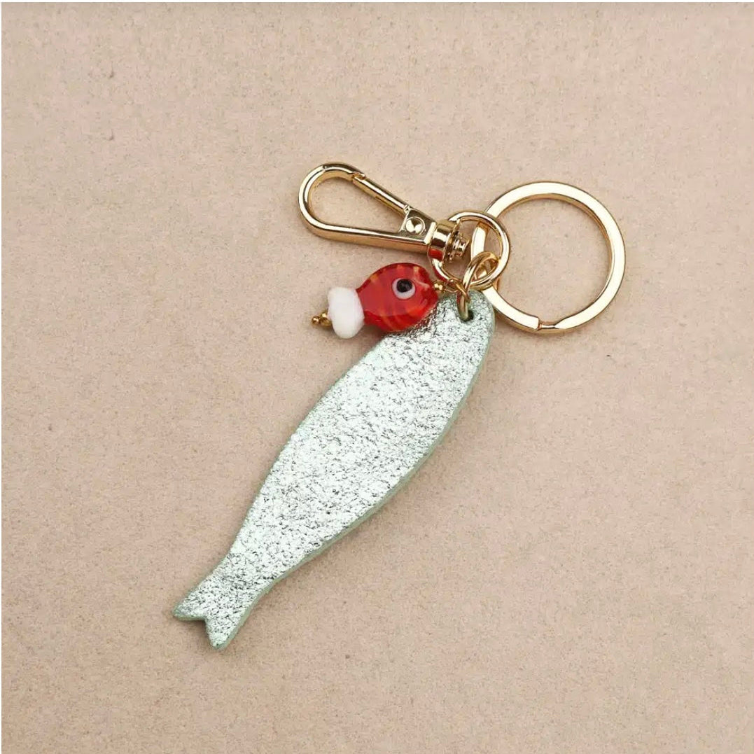 Porte clé cuir poisson et grigri