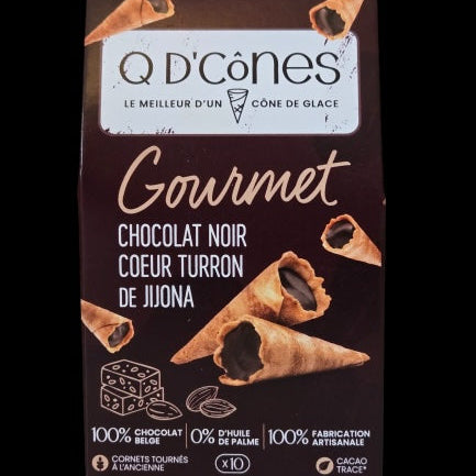 Q de cônes Gourmet Chocolat noir coeur turron