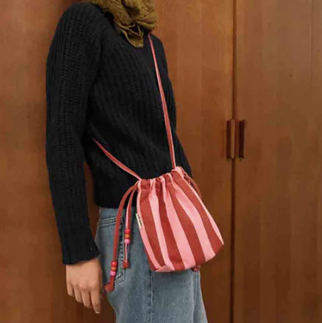 rose in april sac billie bandoulière rayures brick pink