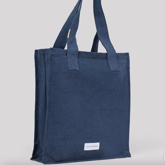 Sac zippé en toile de coton bio - Bleu orage