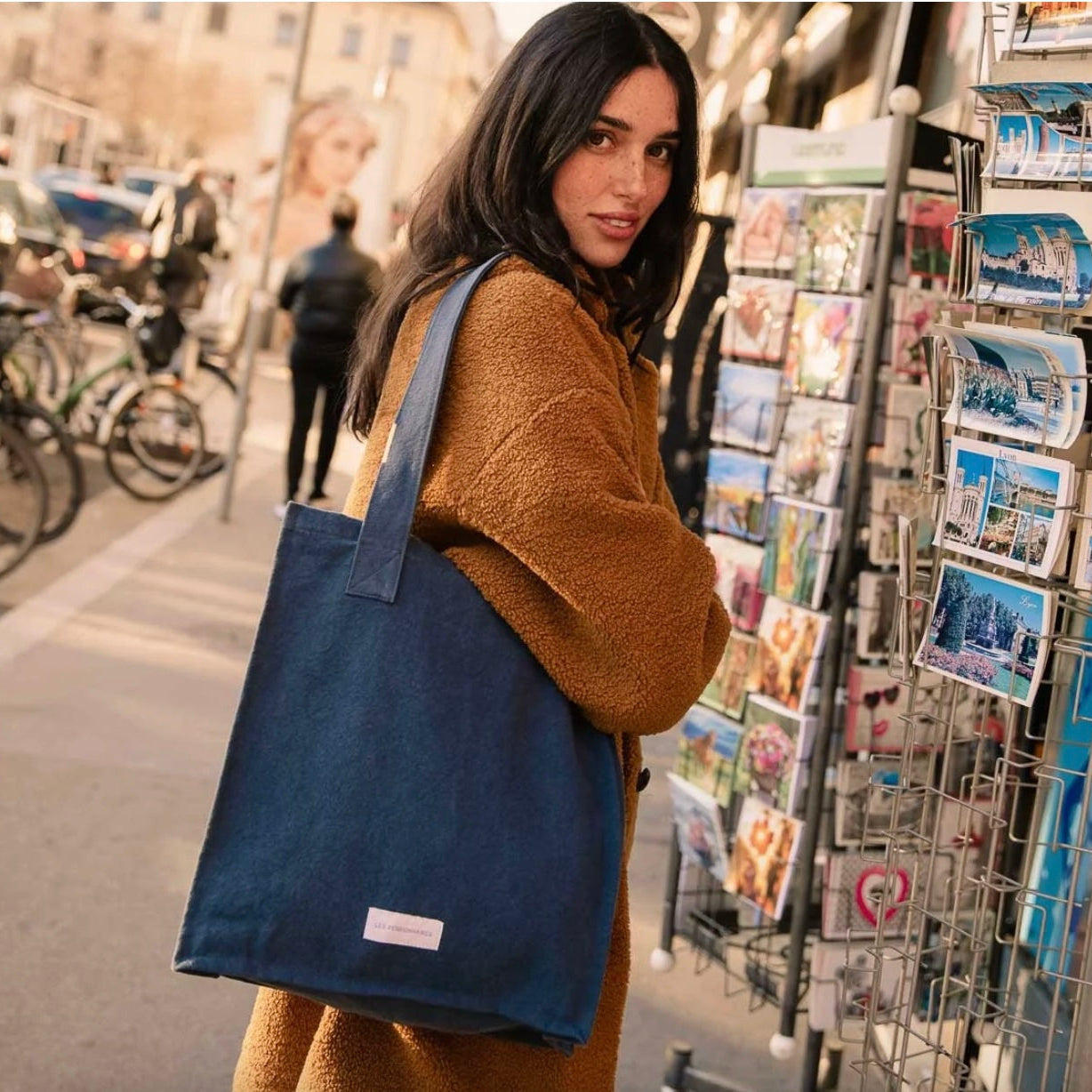 Sac zippé en toile de coton bio - Bleu orage