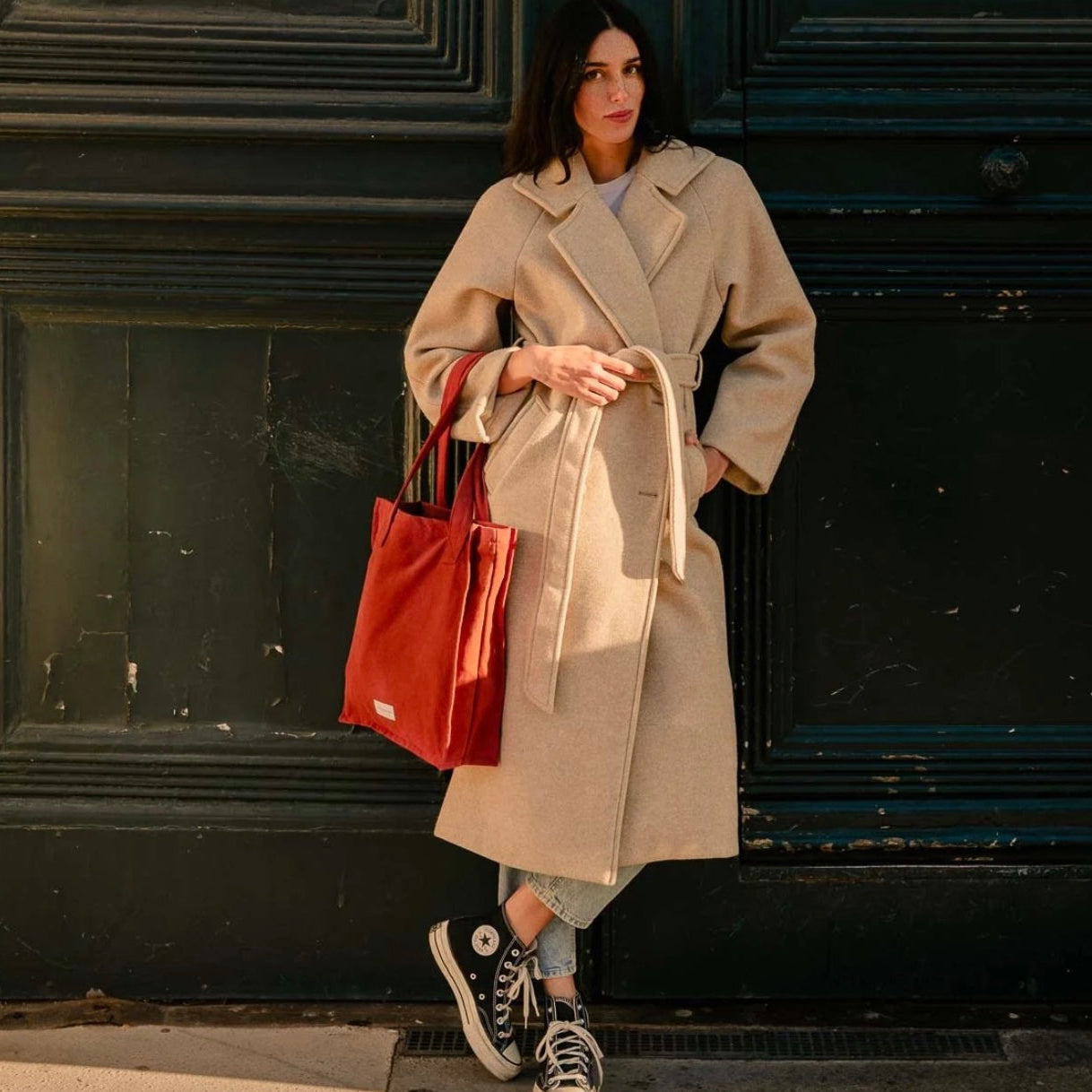 Sac zippé en toile de coton bio - Rouille