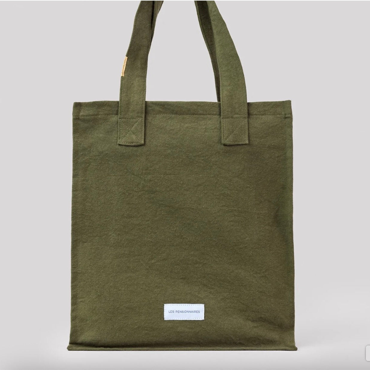 Sac zippé en toile de coton bio - Vert câpre