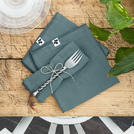 effet papillon serviettes table gaze de coton canard