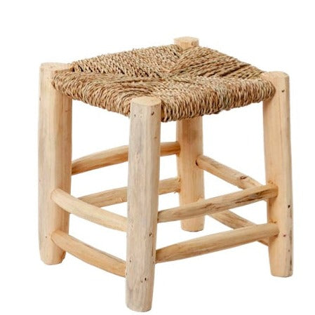 Tabouret Bois et paille bas
