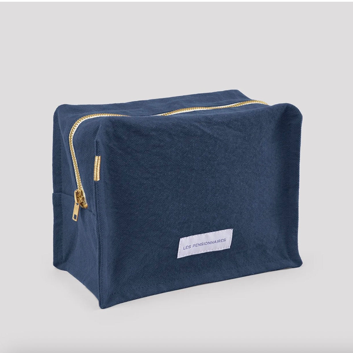 Trousse de toilette en toile de coton bio - cube Bleu orage