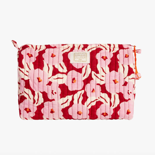 Trousse de toilette fleurs roses