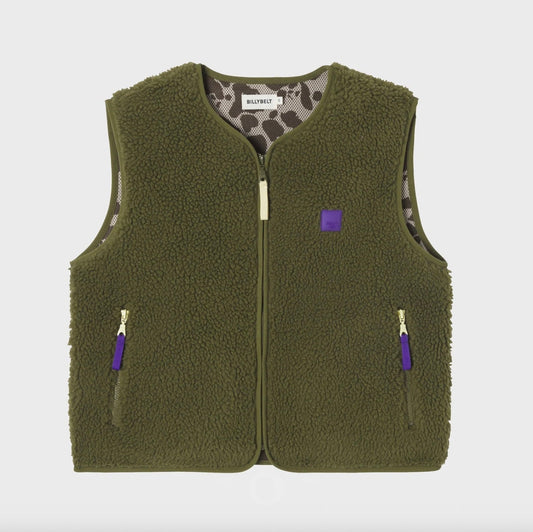 Veste sherpa femme zippée sans manches - Vert olive